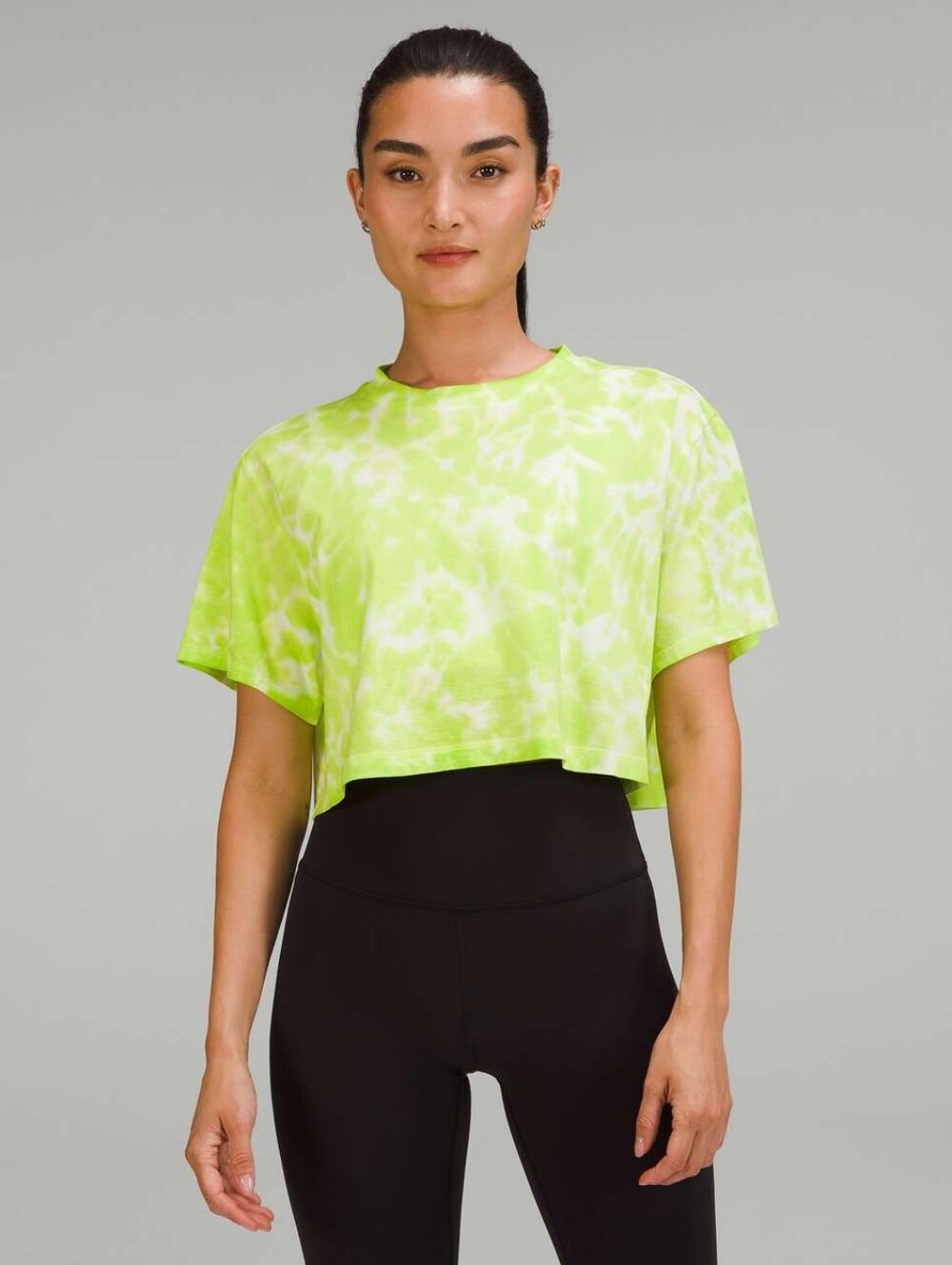 NWOT Lululemon All Yours Cropped Boxy T-Shirt Tie Dye Eccentric Lime Size 6